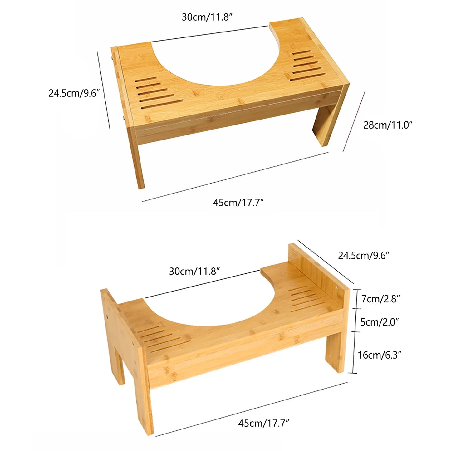 Bamboo Adjustable Toilet Stool Squatty Step For Comfortable Posture
