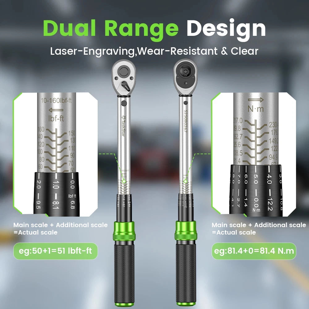 TaskStar 3-Piece Torque Wrench Set For Bicycle And Motorcycle