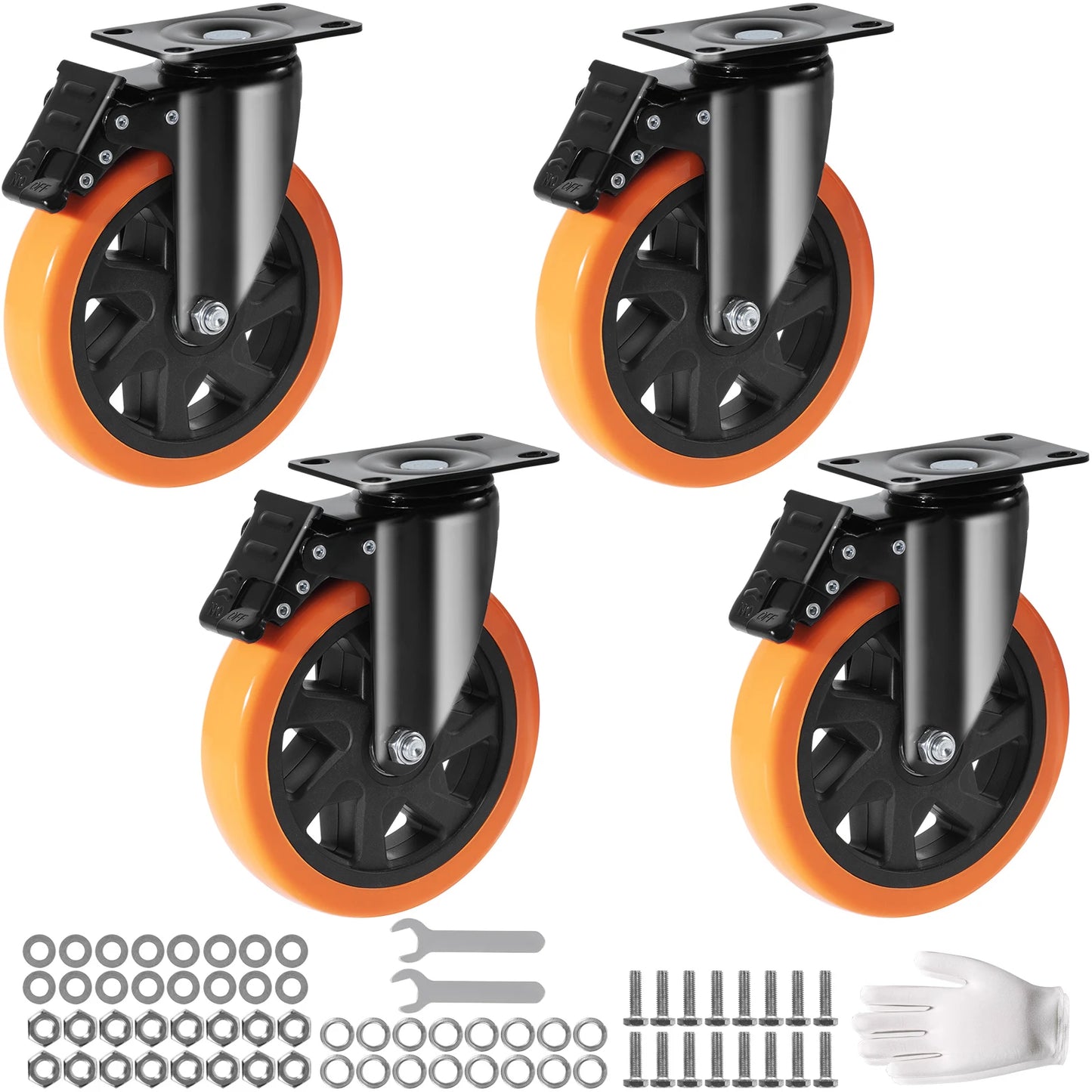 SucceBuy PVC Furniture Caster Wheels Set Of Four Swivel Casters