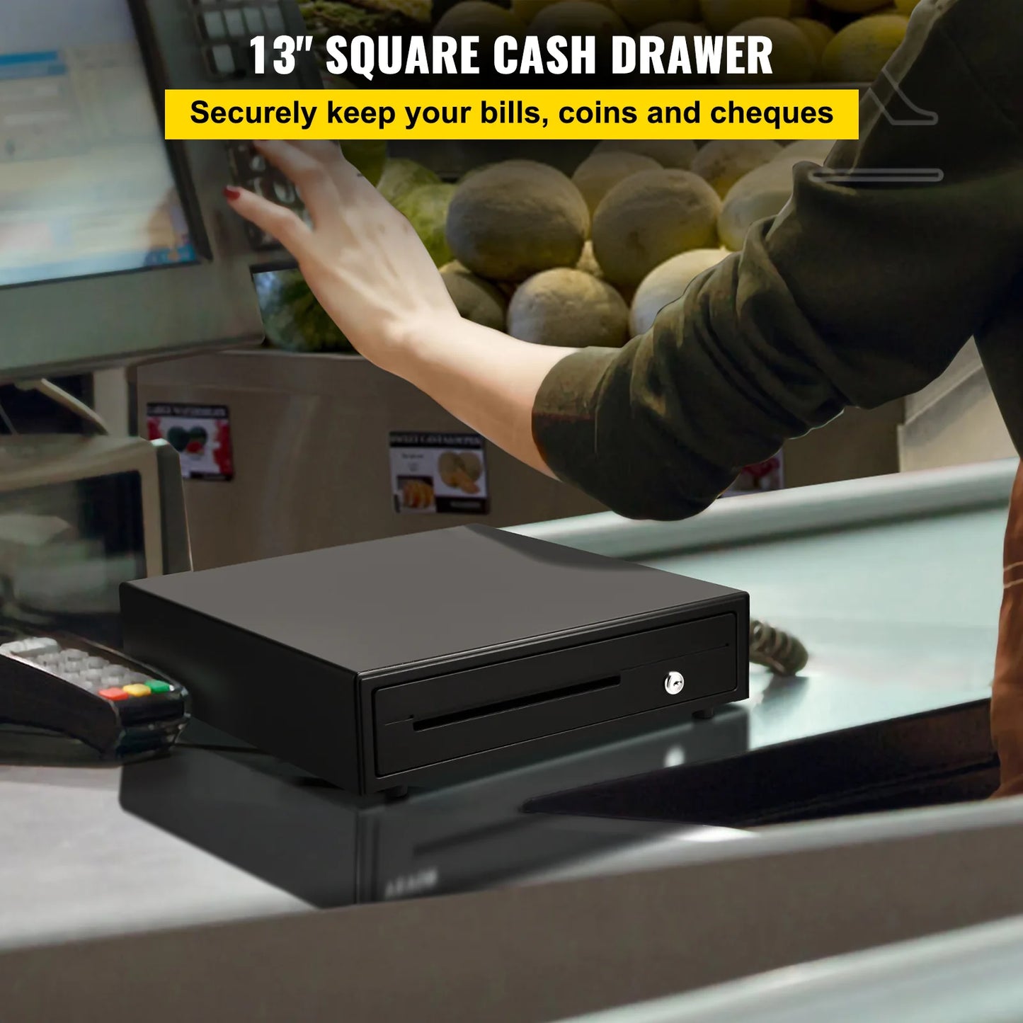 SucceBuy 12V Cash Register Drawer With Removable Coin Tray