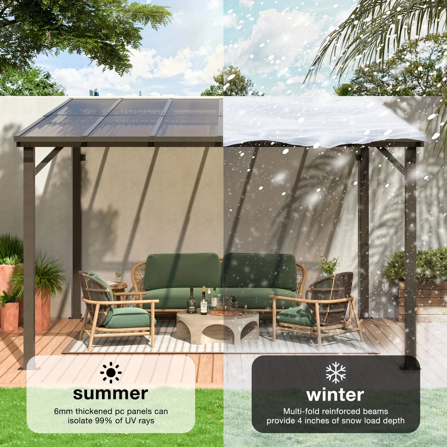 Polar Aurora All Weather Pavilion Gazebo Aluminum Frame Galvanized Roof