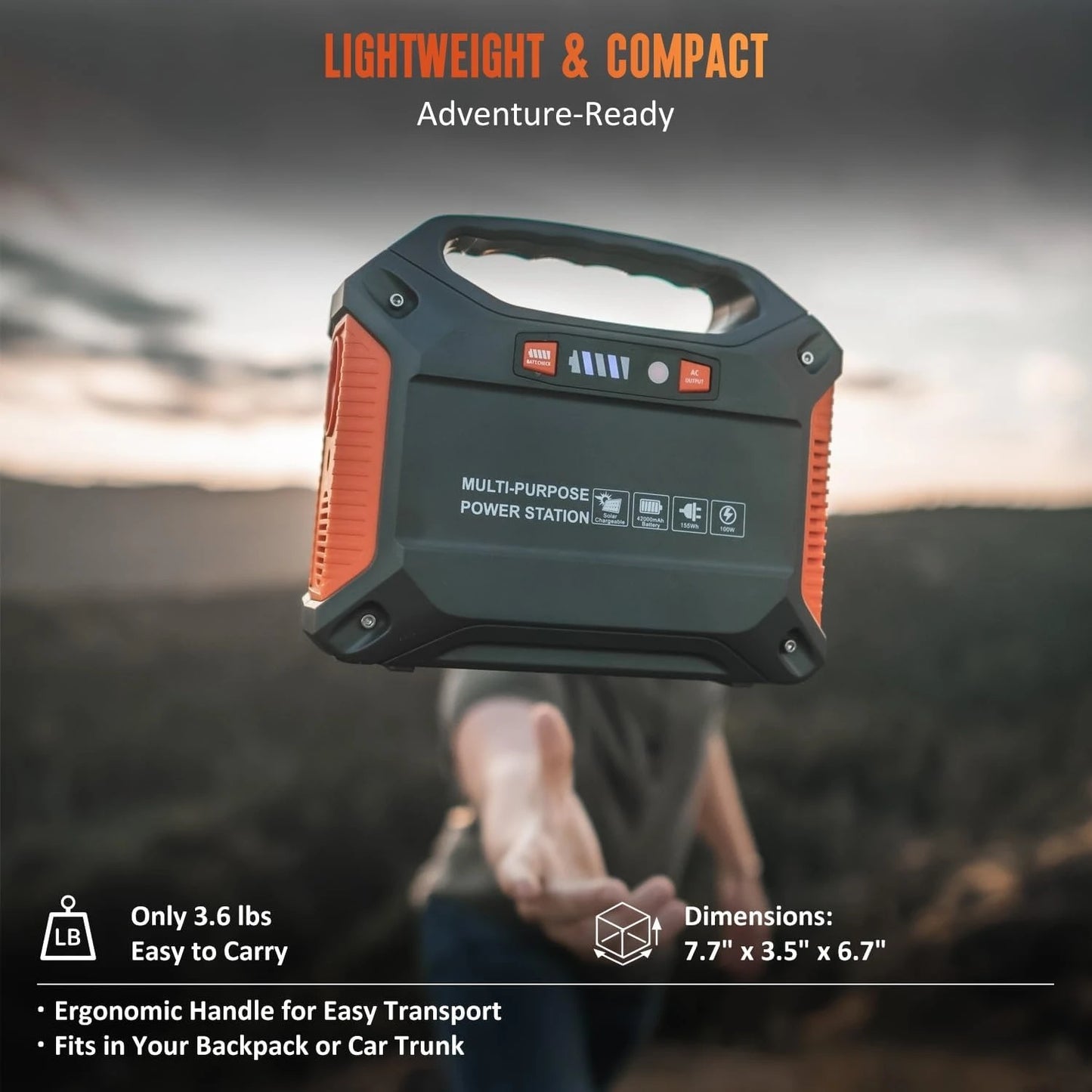 155Wh Portable Power Station With 30W Solar Panel For Camping