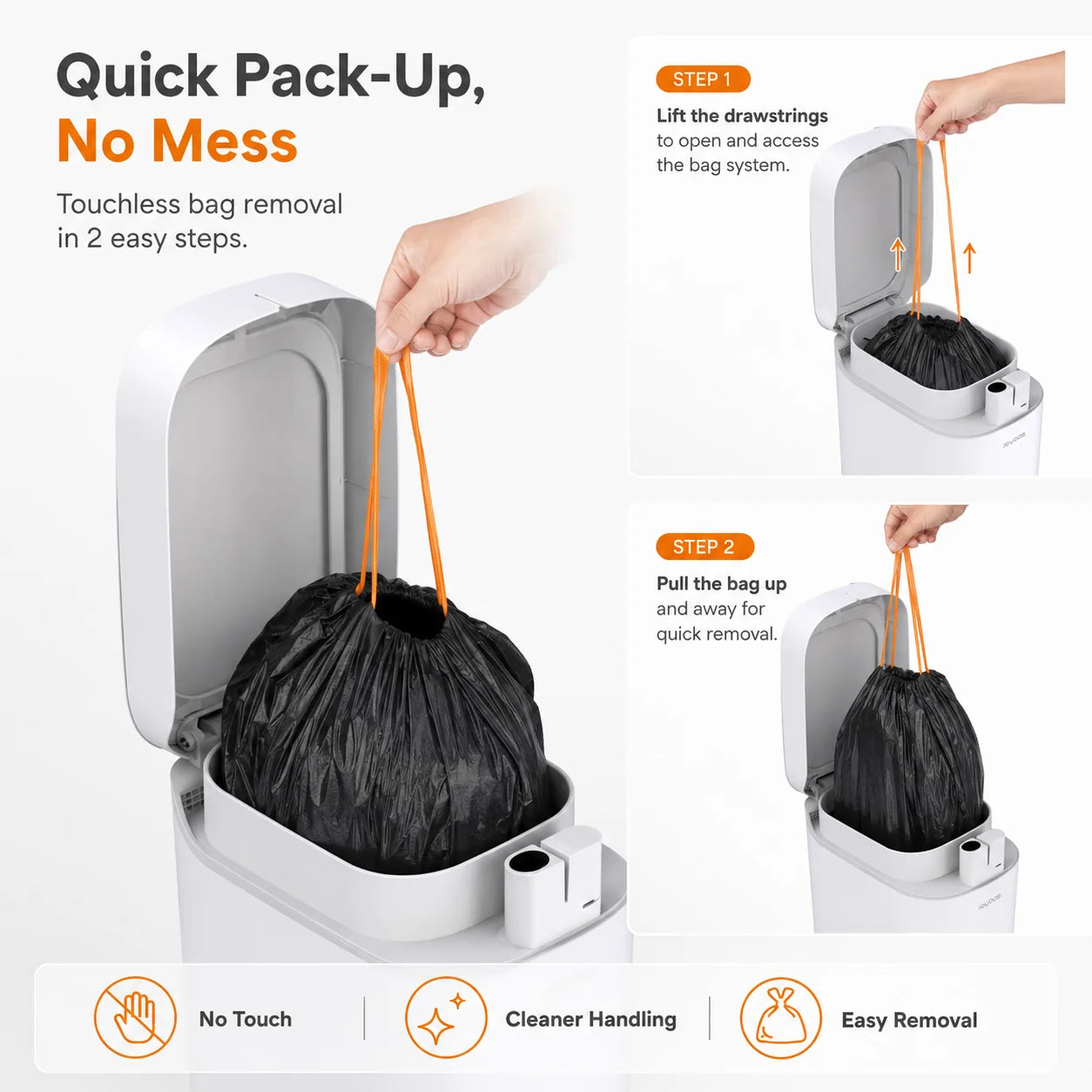Joybos Auto-Lining Touchless Trash Can With Free Drawstring Bags