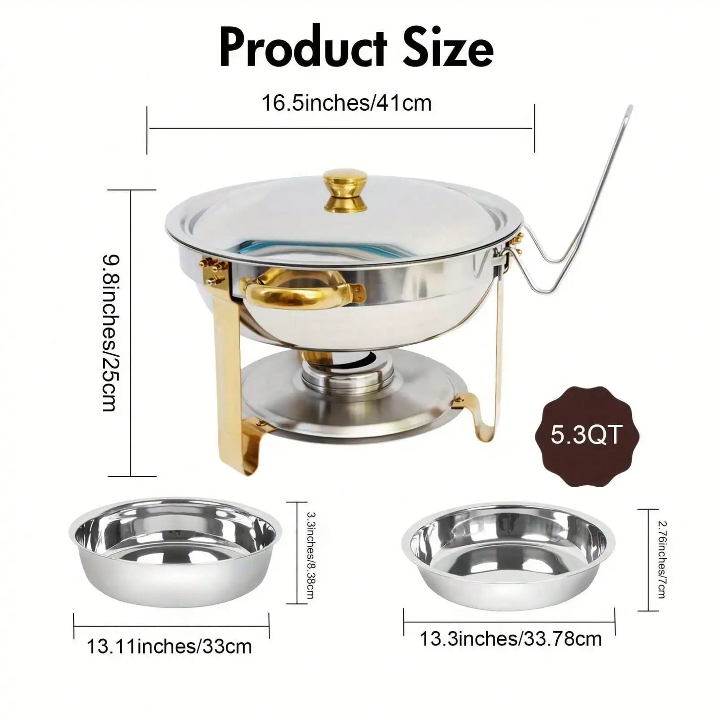 Stainless Steel Round Baking Tray Set for Buffets