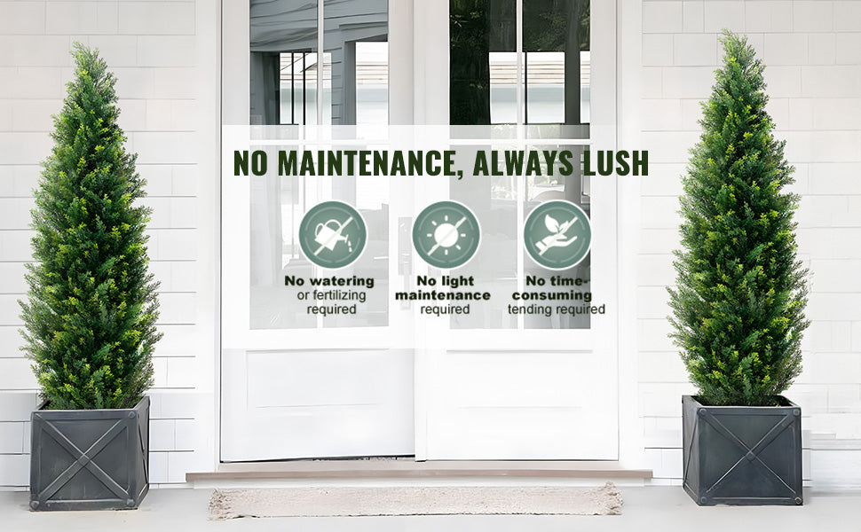 SucceBuy Artificial Cedar Topiary Tree For Outdoor Decor