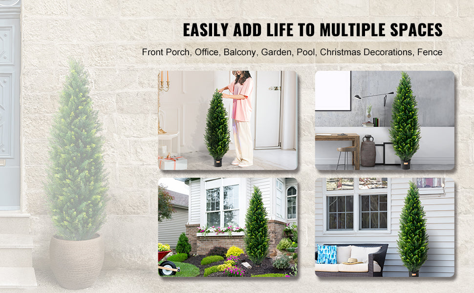 SucceBuy Artificial Cedar Topiary Tree For Outdoor Decor