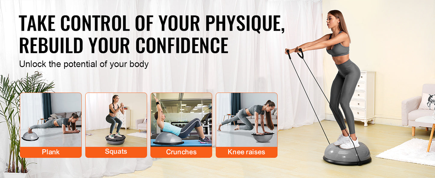 SucceBuy Half Exercise Ball Trainer With Resistance Bands