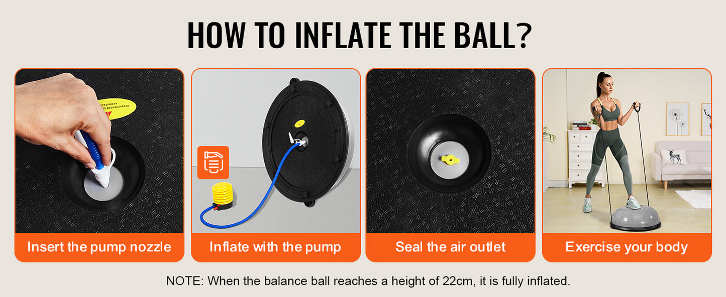 SucceBuy Half Exercise Ball Trainer With Resistance Bands