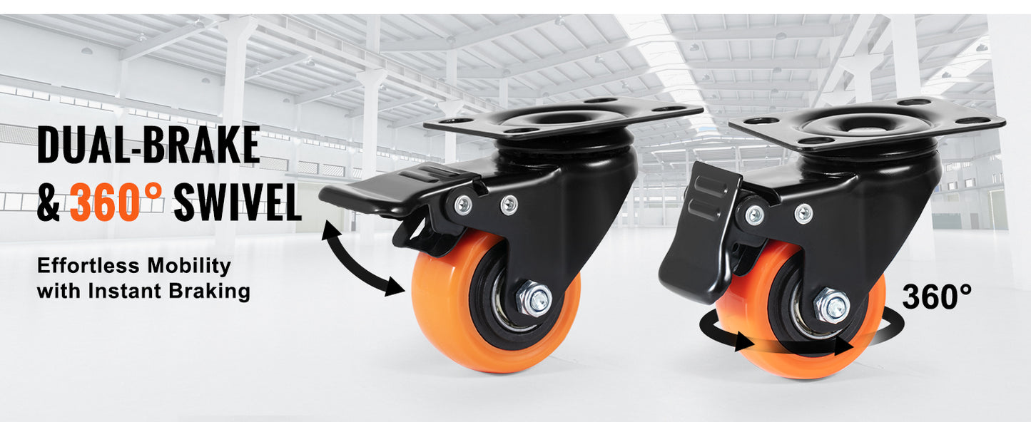 SucceBuy PVC Furniture Caster Wheels Set Of Four Swivel Casters