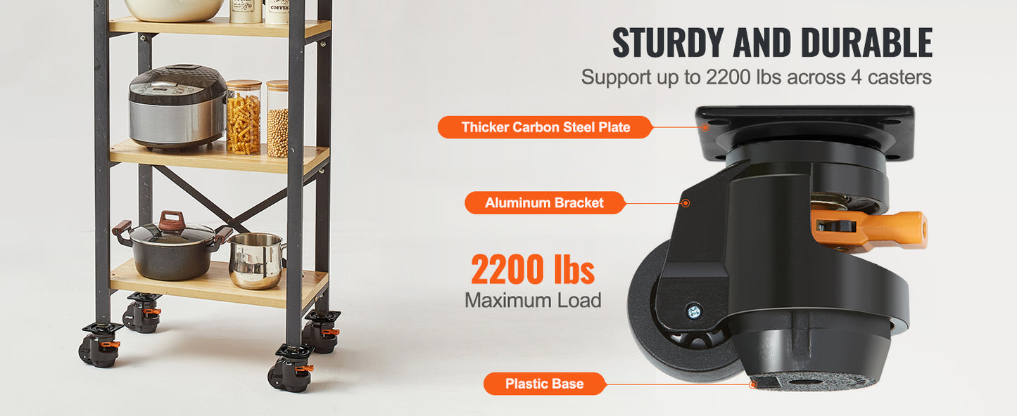 SucceBuy 4 Pack Leveling Casters Heavy Duty Swivel Wheels