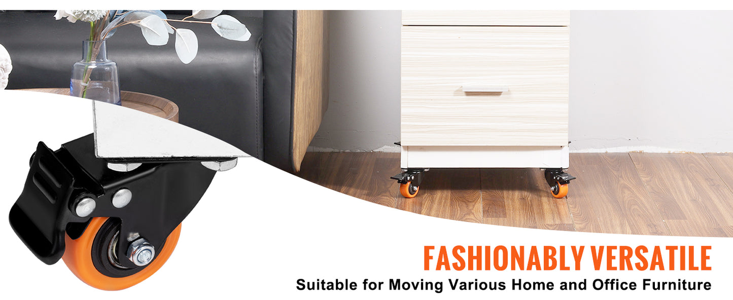 SucceBuy PVC Furniture Caster Wheels Set Of Four Swivel Casters