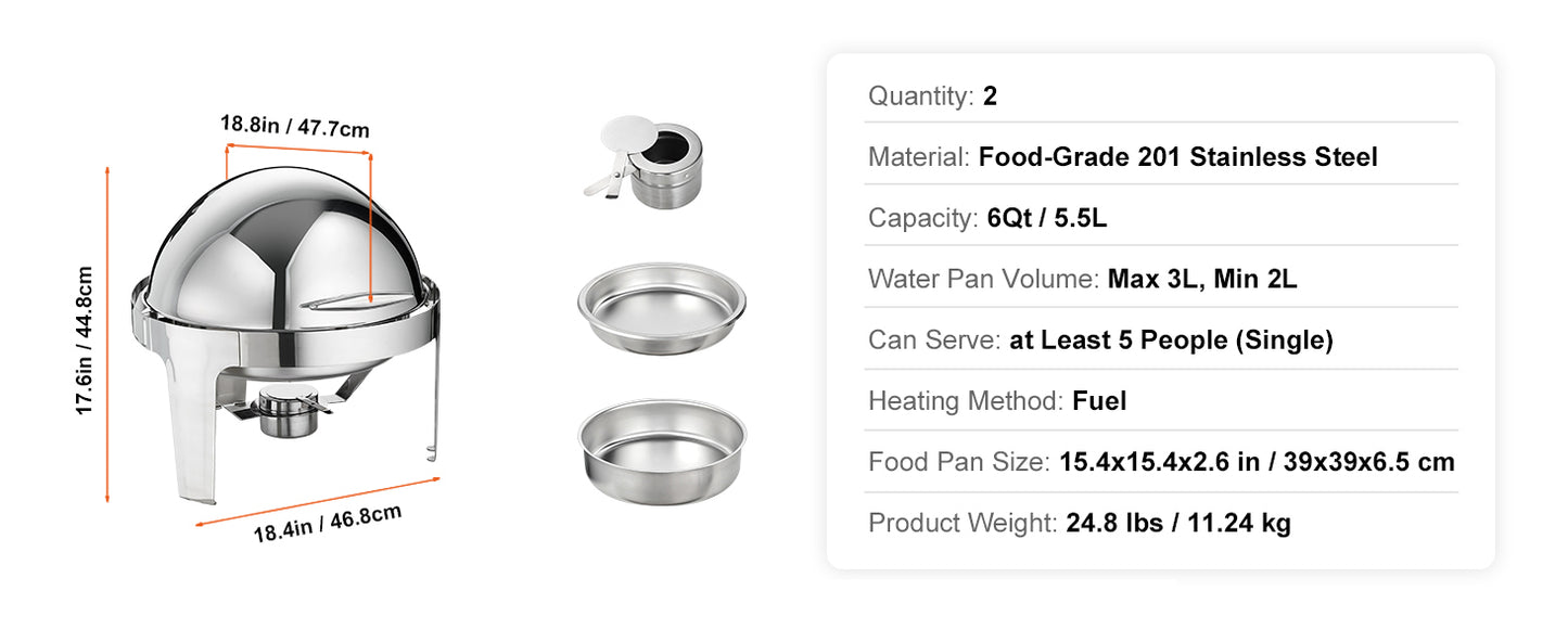 SucceBuy Stainless Steel Chafing Dish Buffet Set Two Pack