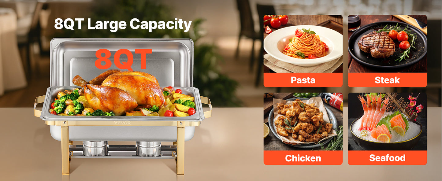 SucceBuy Stainless Steel Chafing Dish Buffet Set With Pans