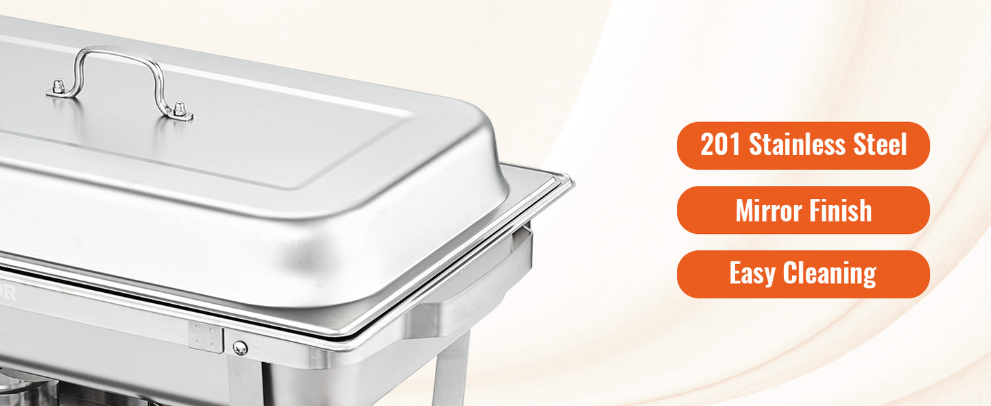 SucceBuy Rectangle Chafing Dish Buffet Warmer Set For Catering