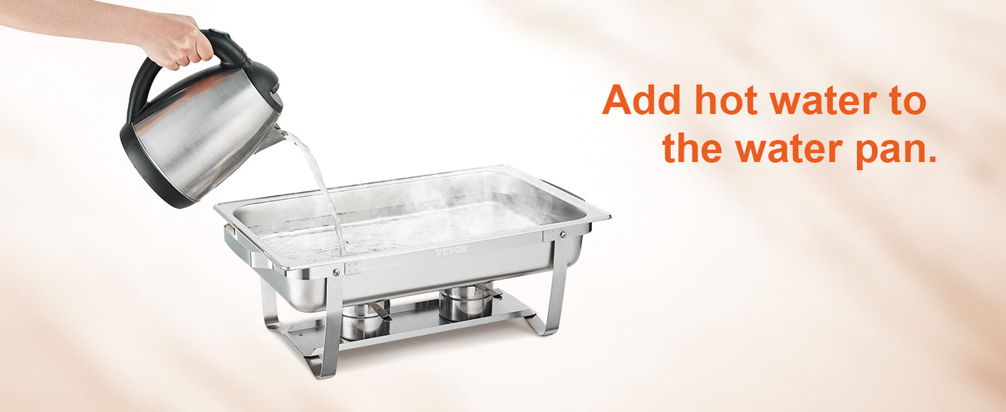 SucceBuy Rectangle Chafing Dish Buffet Warmer Set For Catering
