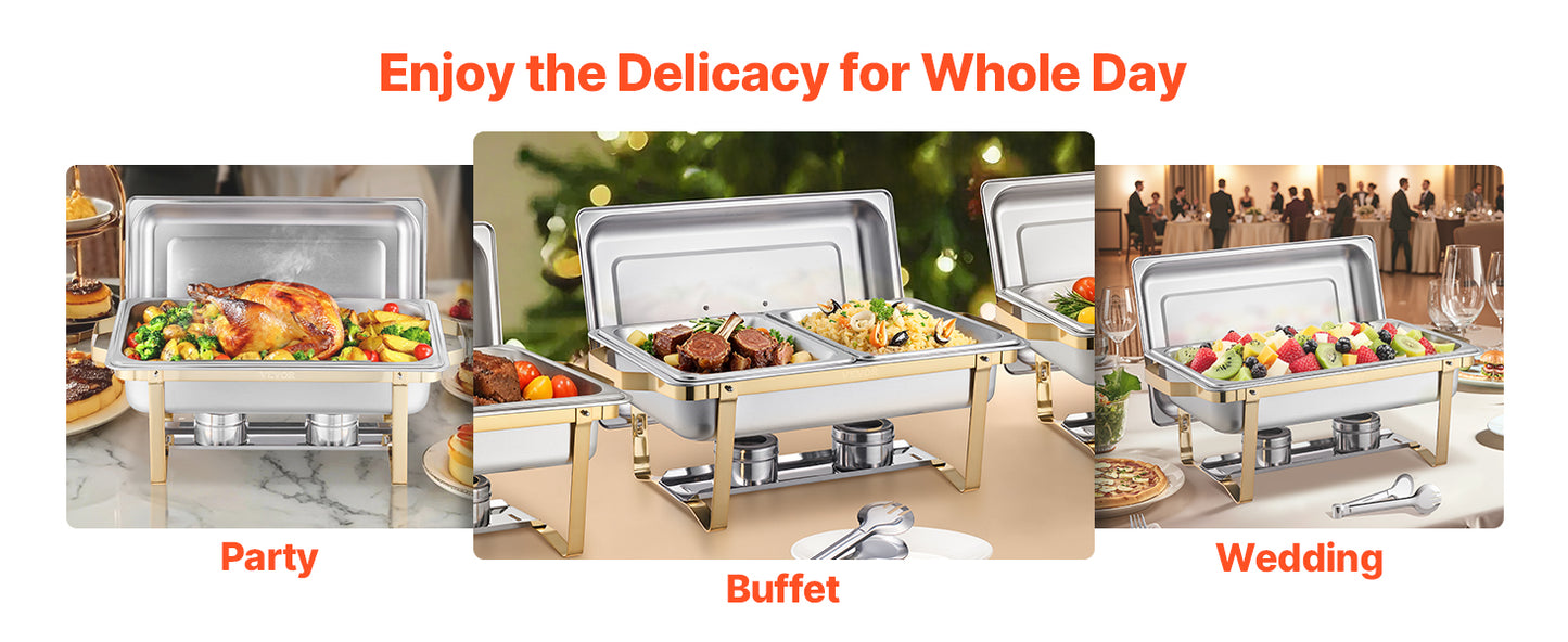 SucceBuy Stainless Steel Chafing Dish Buffet Set With Pans