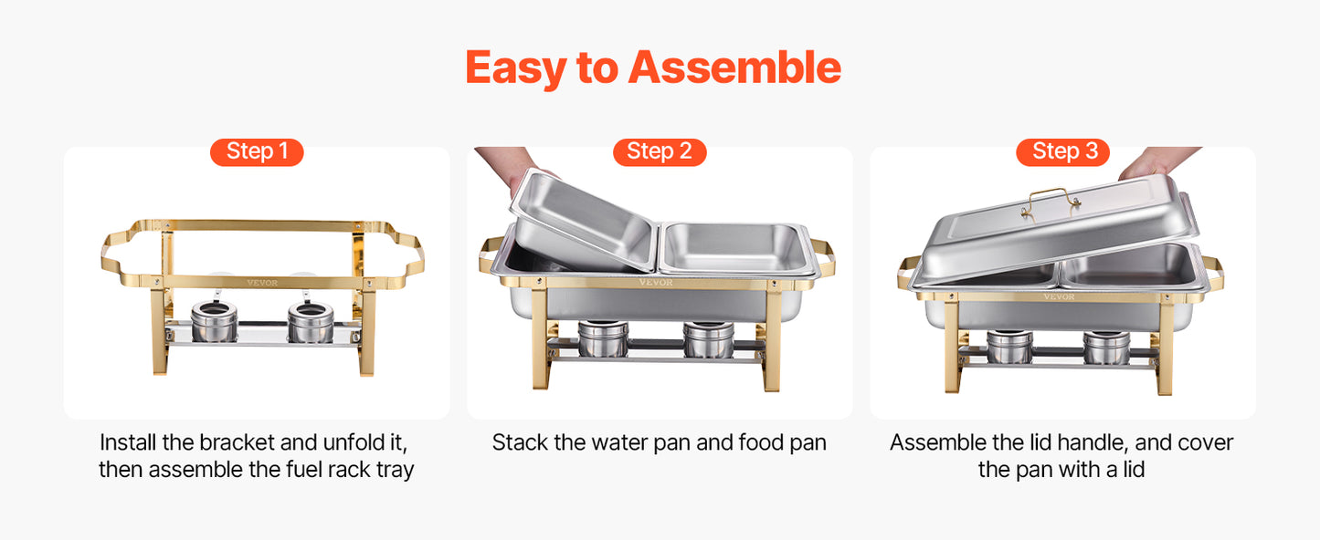 SucceBuy Stainless Steel Chafing Dish Buffet Set With Pans