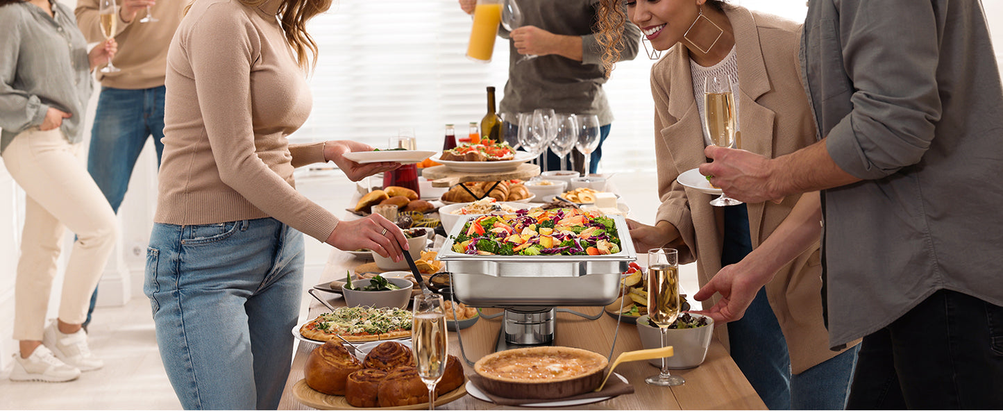 SucceBuy Rectangle Chafing Dish Buffet Warmer Set For Catering