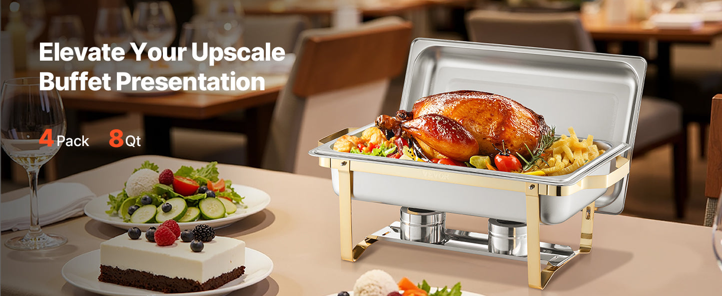 SucceBuy Stainless Steel Chafing Dish Buffet Set With Pans