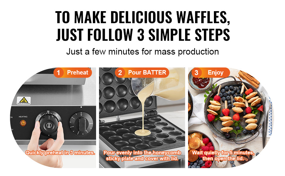 Succebuy Electric Waffle Maker 500W Nonstick Dorayaki Pancake Maker