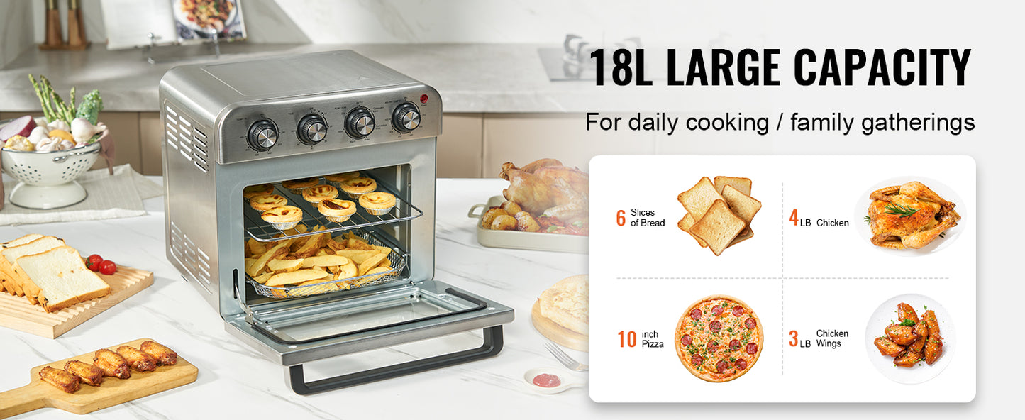 SucceBuy Air Fryer Toaster Oven Stainless Steel Countertop Combo With Grill