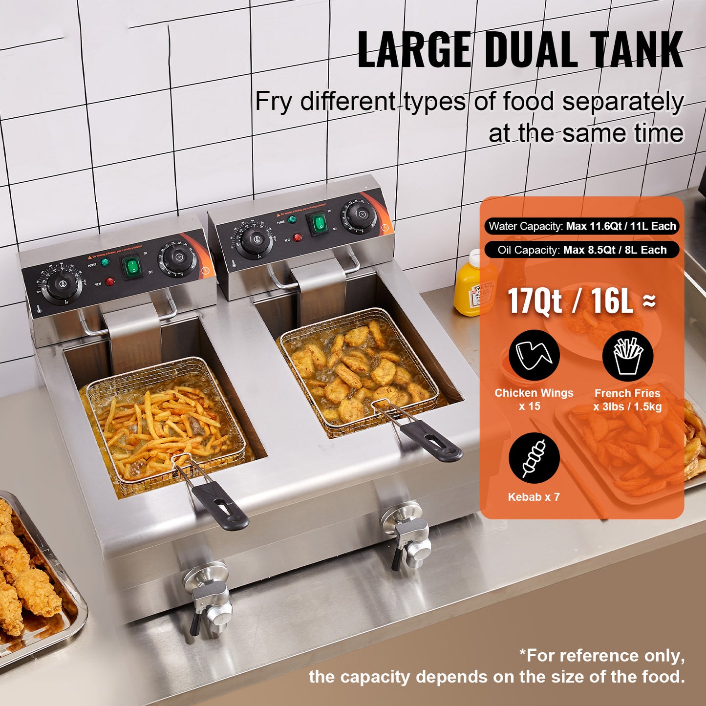 SucceBuy Electric Deep Fryer With Dual Removable Tanks