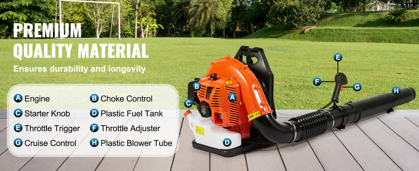 SucceBuy Backpack Gas Leaf Blower 930 CFM 184 MPH For Lawn Care