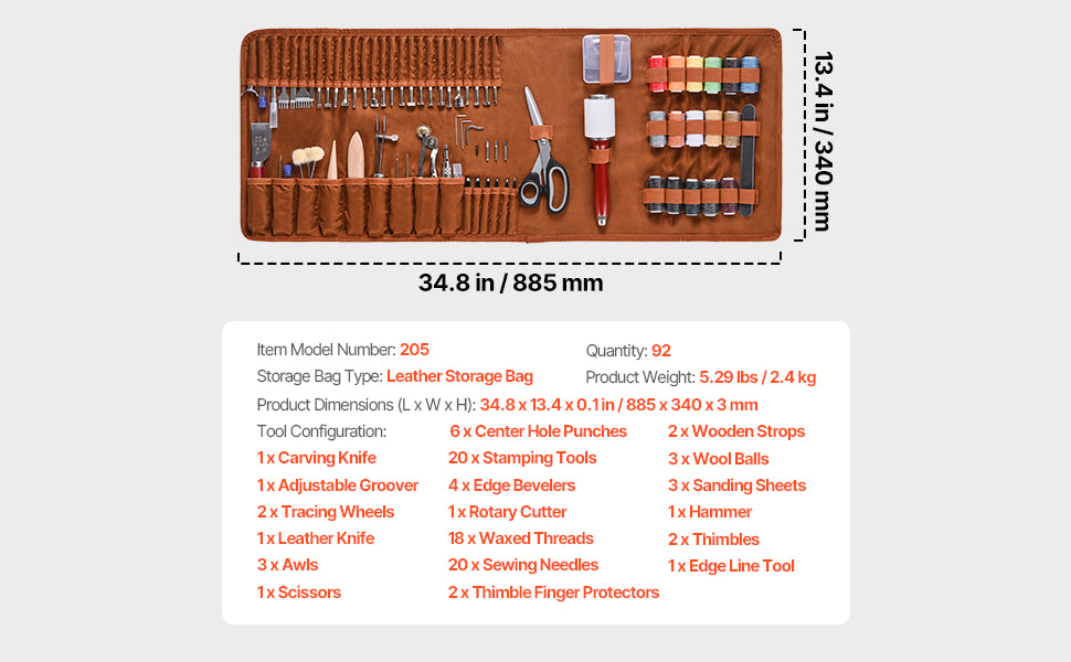 SucceBuy Leather Working Tools Kit 92 Piece Set Pro