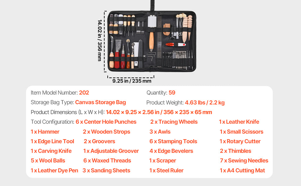 SucceBuy Leather Working Tools Kit 92 Piece Set Pro