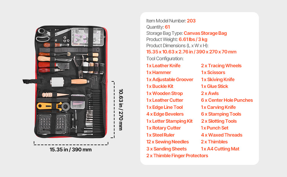 SucceBuy Leather Working Tools Kit 92 Piece Set Pro