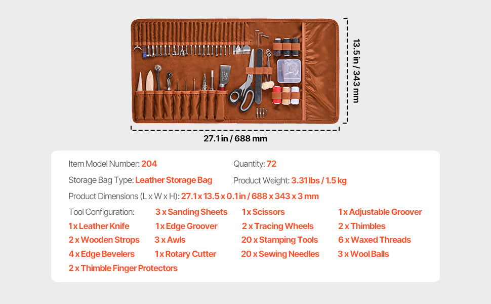 SucceBuy Leather Working Tools Kit 92 Piece Set Pro
