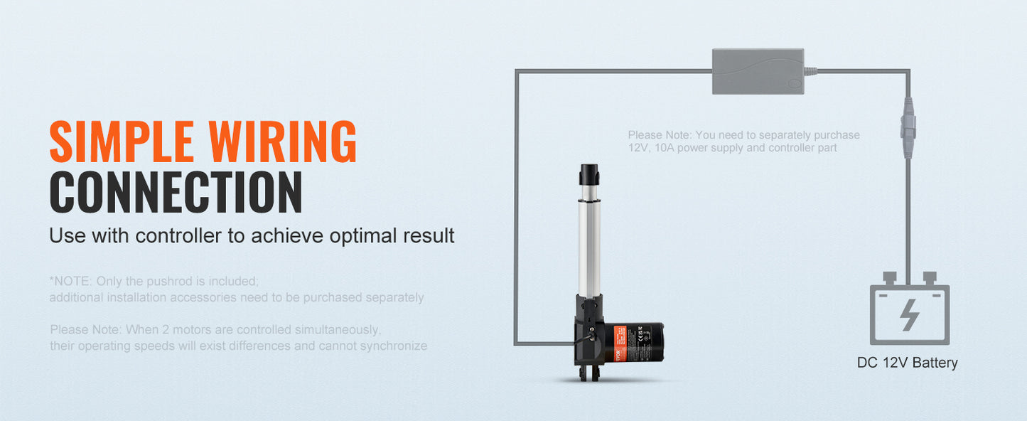 SucceBuy 12V Linear Actuator, 6000N, 5mm/s, With Mounting Bracket