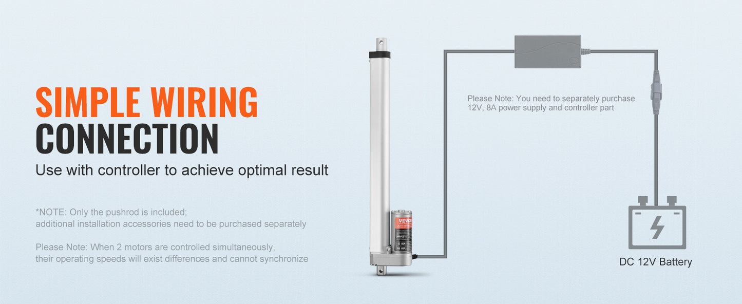 SucceBuy 12V Linear Actuator IP54 With Mounting Bracket