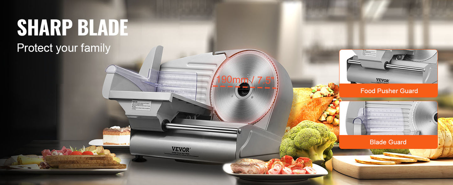VEVOR Electric Deli Meat Slicer with Adjustable Thickness
