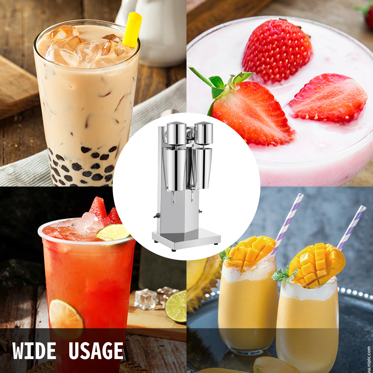 VEVOR Milk Shake Machine Auto Double Cup Stainless Steel