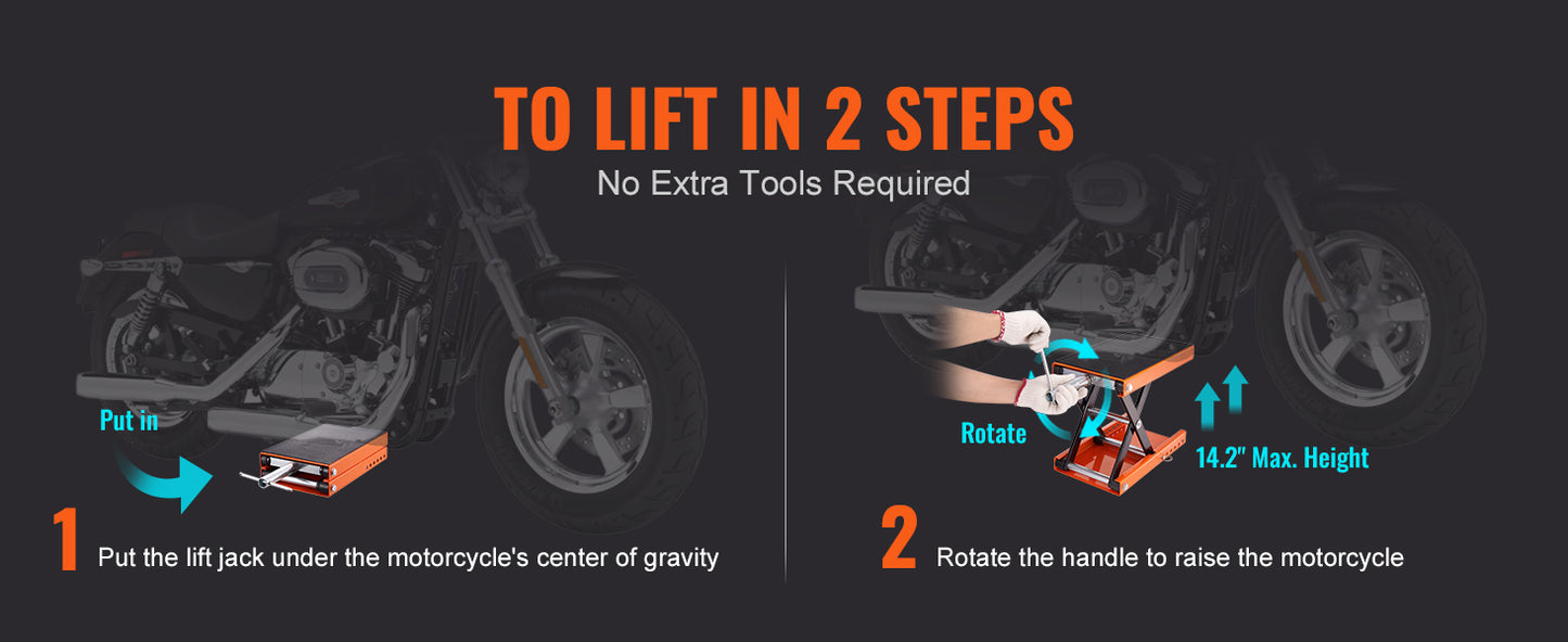 SucceBuy 1100 Lbs Motorcycle Lift Scissor Jack With Wide Deck