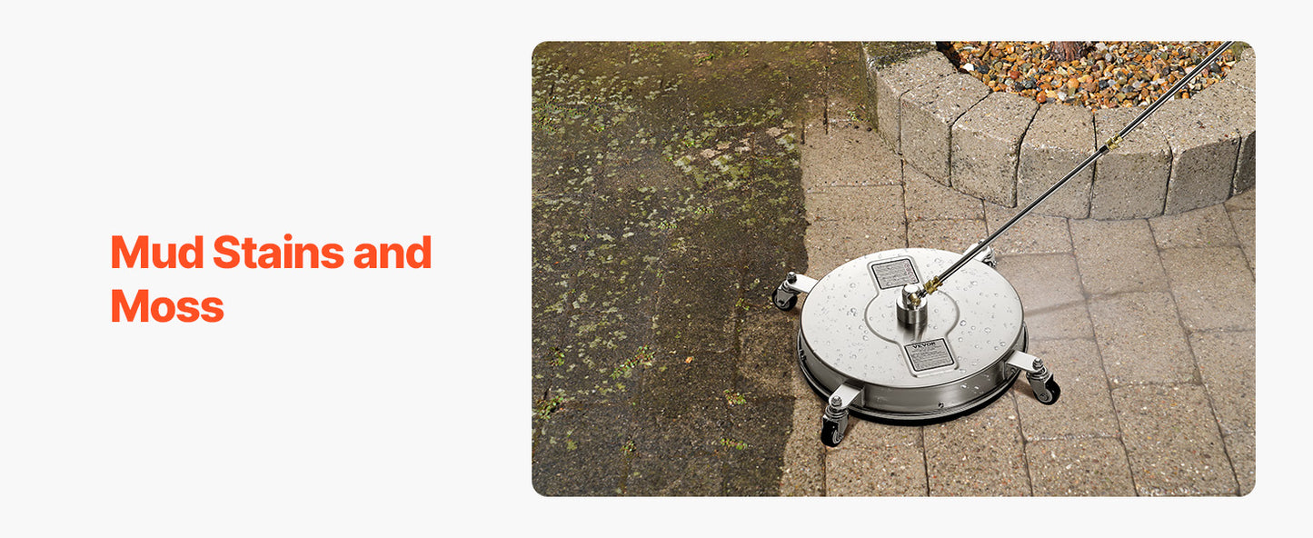 VEVOR Pressure Washer Surface Cleaner Stainless Steel With 4 Wheels