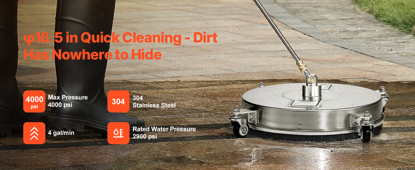 VEVOR Pressure Washer Surface Cleaner Stainless Steel With 4 Wheels