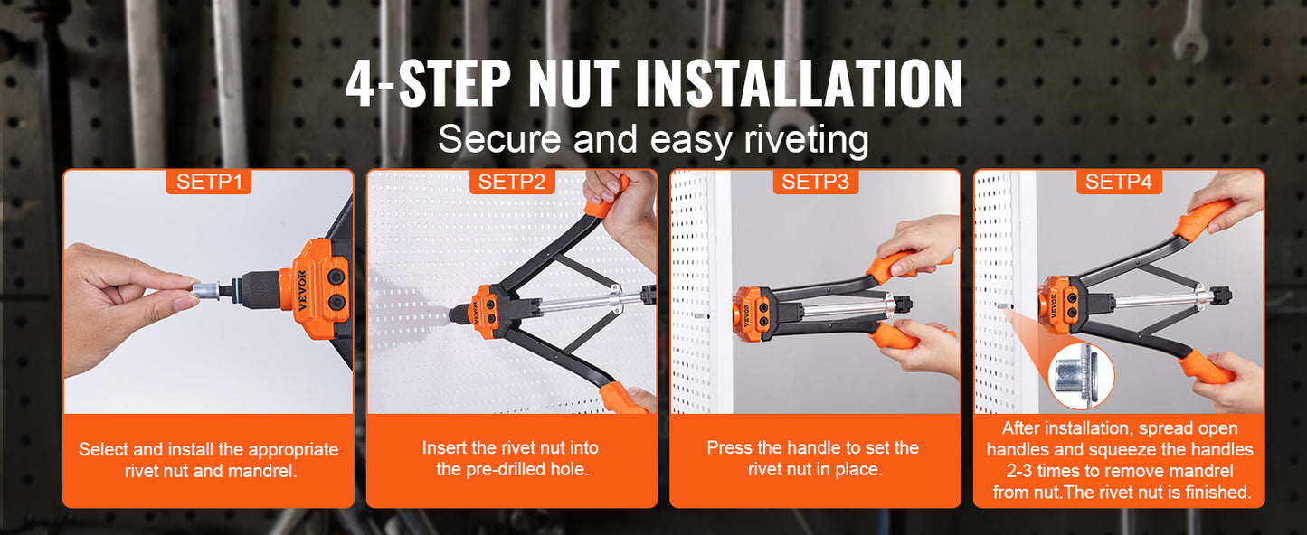 SucceBuy Rivet Nut Tool Kit With Metric And SAE Mandrels