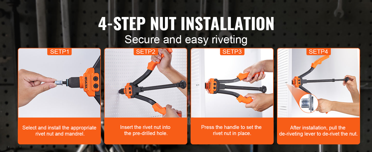 SucceBuy Rivet Nut Tool Kit With Metric And SAE Mandrels