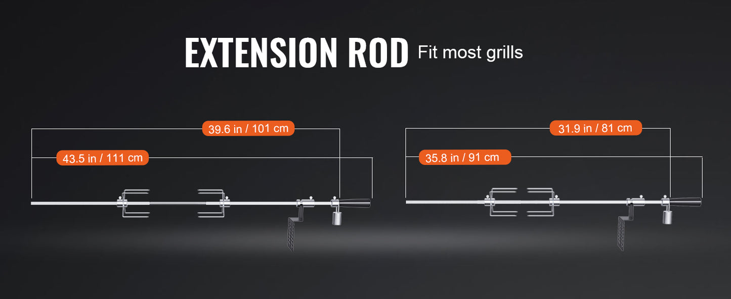 SucceBuy Universal Grill Rotisserie Kit With Motor Stainless Steel