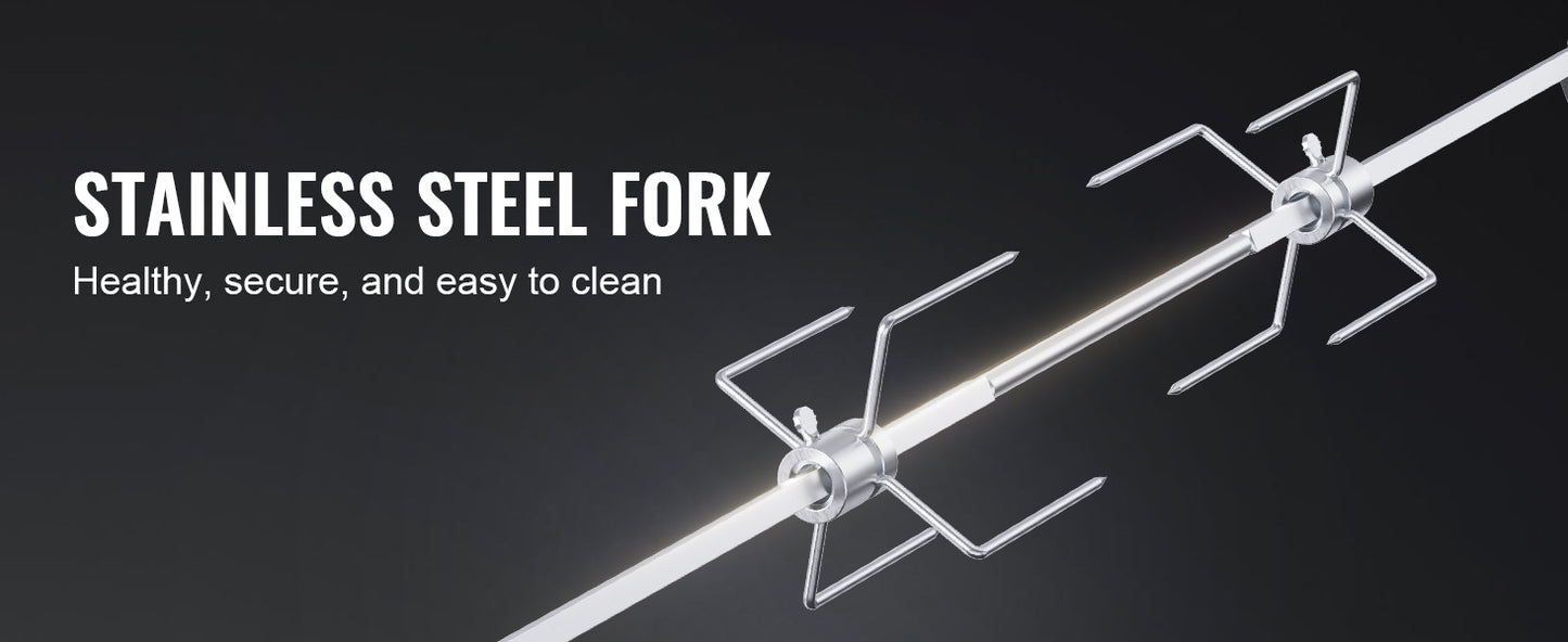SucceBuy Universal Grill Rotisserie Kit With Motor Stainless Steel