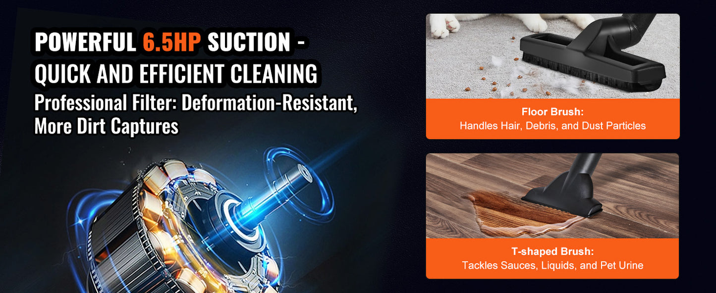 SucceBuy Wet Dry Shop Vacuum Powerful Suction For Pet Hair