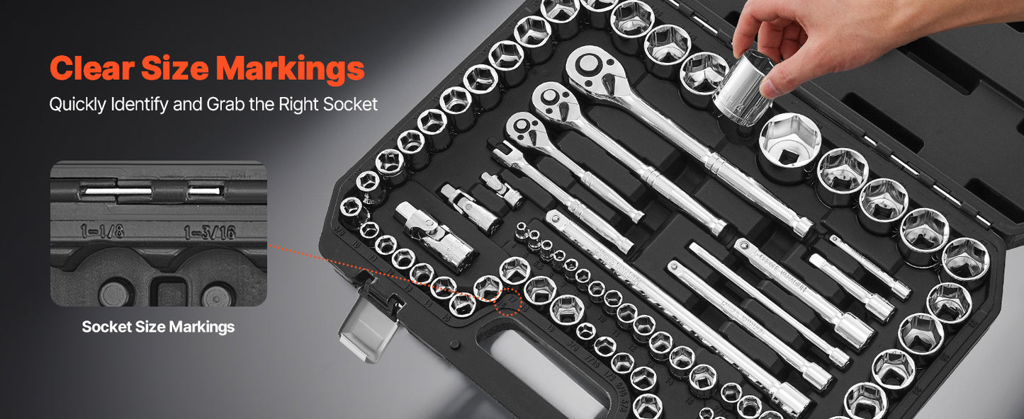 SucceBuy 86 Piece Socket Set Ratchet Mechanic Tool Kit