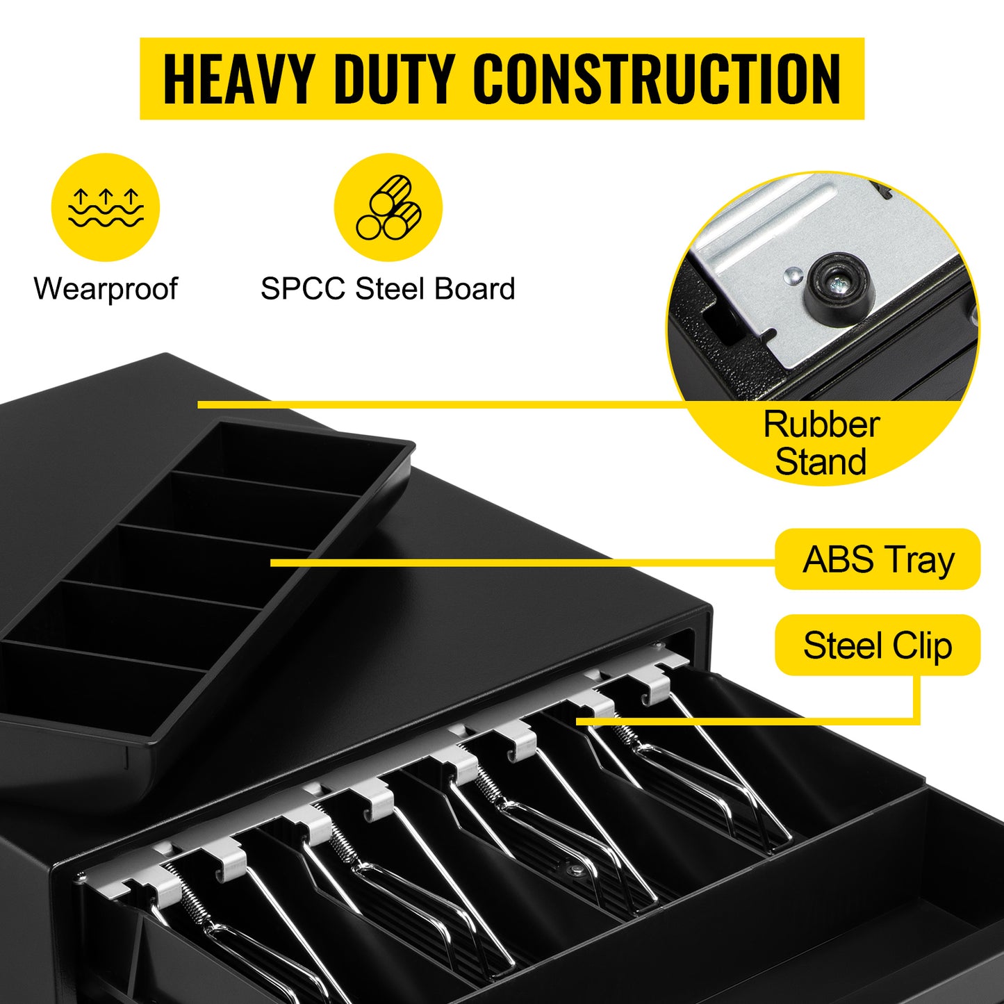 SucceBuy 12V Cash Register Drawer With Removable Coin Tray