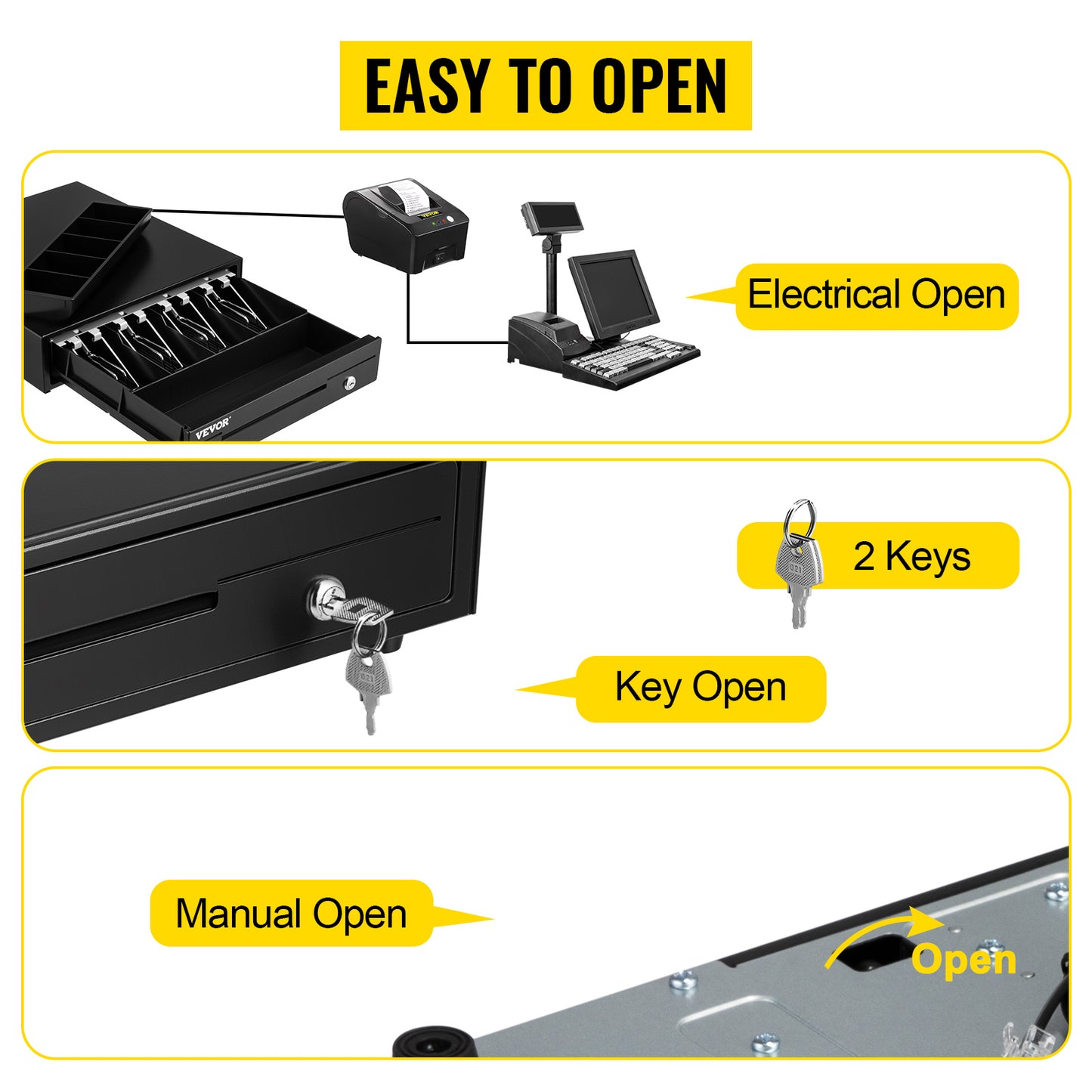 SucceBuy 12V Cash Register Drawer With Removable Coin Tray