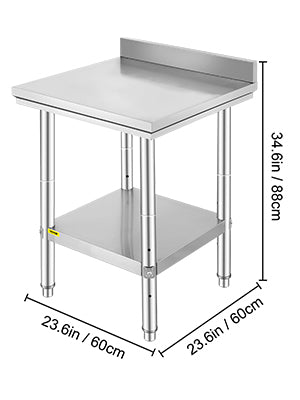 VEVOR Commercial Stainless Steel Kitchen Work Bench With Undershelf