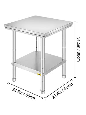 VEVOR Commercial Stainless Steel Kitchen Work Bench With Undershelf