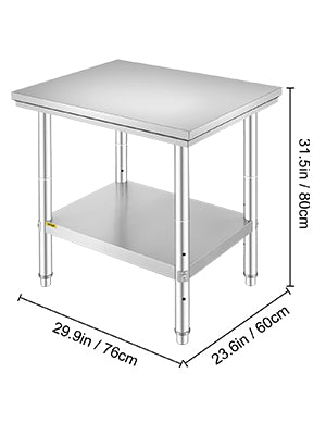 VEVOR Commercial Stainless Steel Kitchen Work Bench With Undershelf