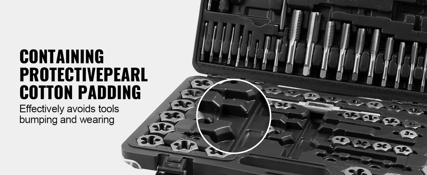 SucceBuy 116-Piece Tap and Die Set Metric SAE Taps Dies